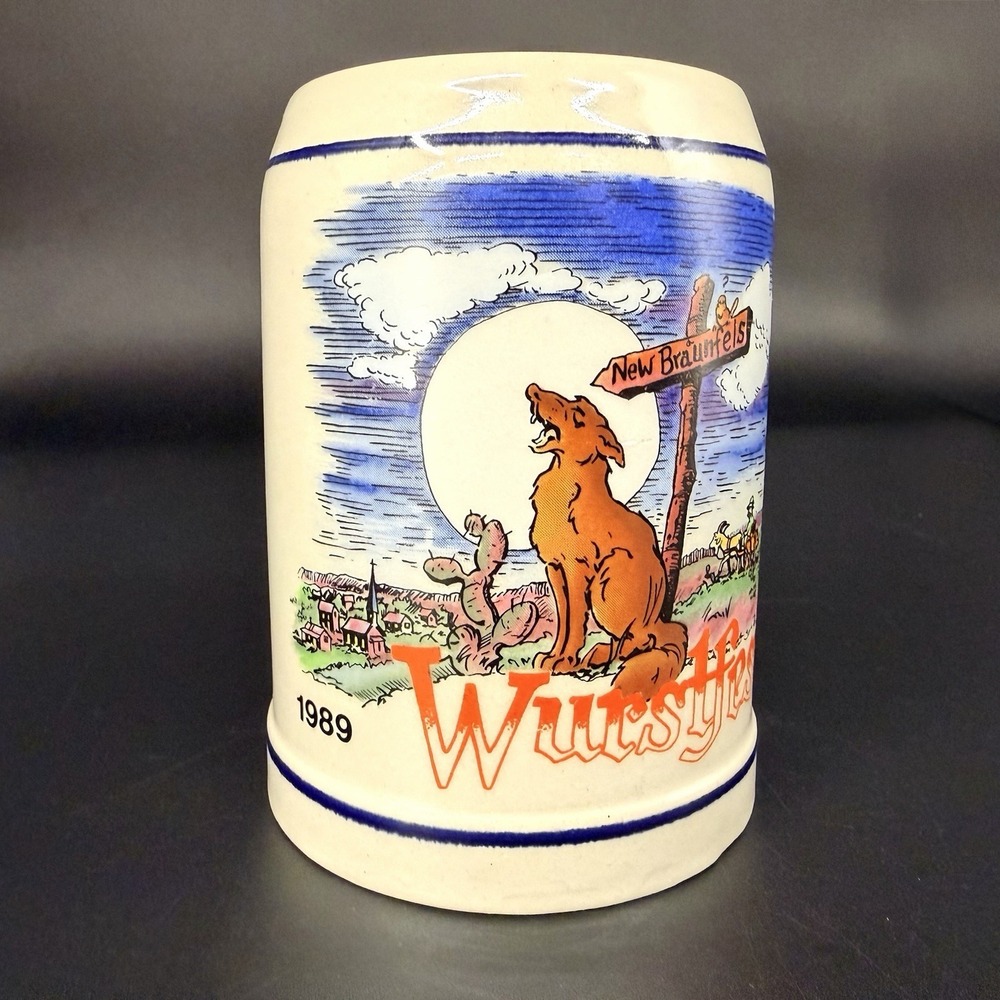 Vintage 1989 Wurstfest New Braunfels Beer Stein 0.5L W Germany Lowell Davis Mug